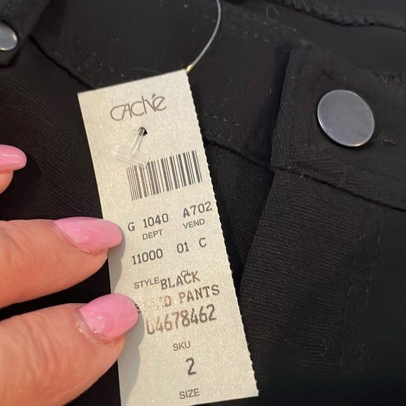 NWT Caché Vintage Black Flared Jeans w/ Bejeweled Back Pocket - Picture 11 of 11